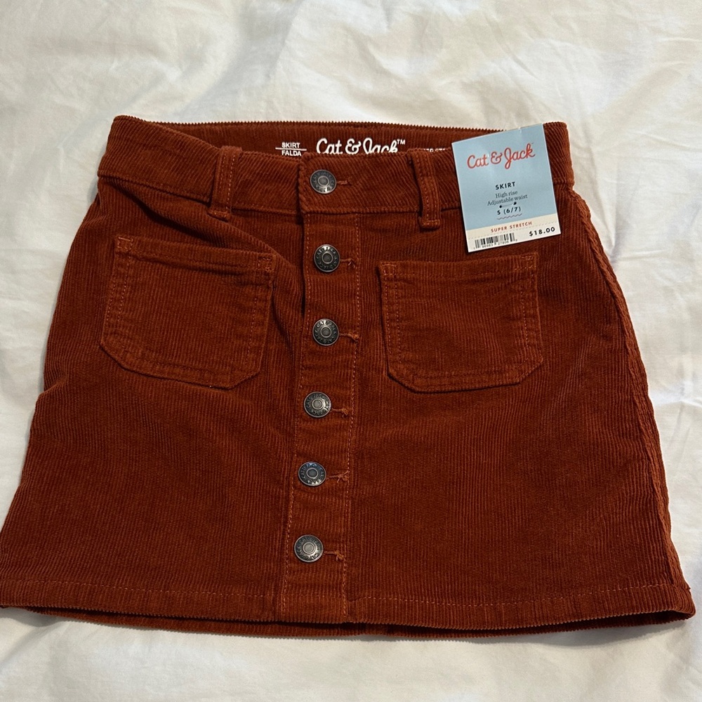 Cat & Jack Rust Corduroy Skirt with Button Detail